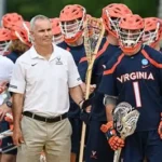 Lars Tiffany Virginia lacrosse head coach on sidelines