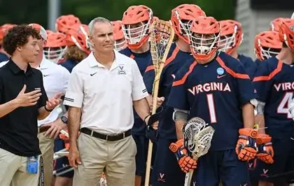 Lars Tiffany Virginia lacrosse head coach on sidelines