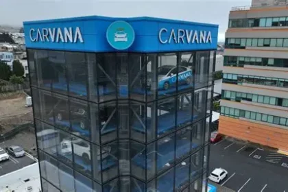 Carvana stock market display showing CVNA shares after a 5-for-1 stock split announcement.