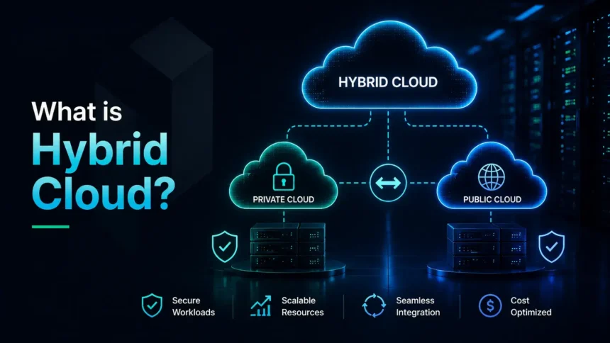 Hybrid cloud connecting public and private cloud environments