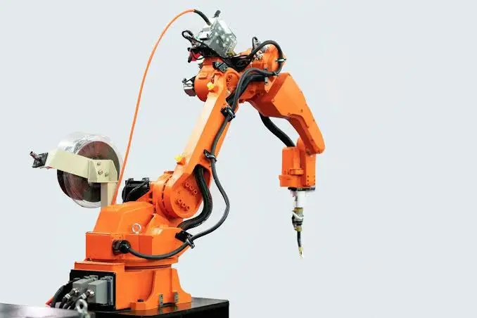 Industrial robots working on an automated manufacturing production line