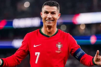 Cristiano Ronaldo celebrating during his legendary football career