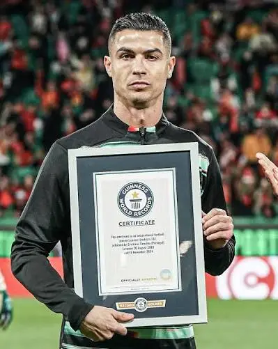 Cristiano Ronaldo celebrating during his record-breaking football career