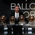 Lionel Messi Ballon d'Or winner with his record eight football awards