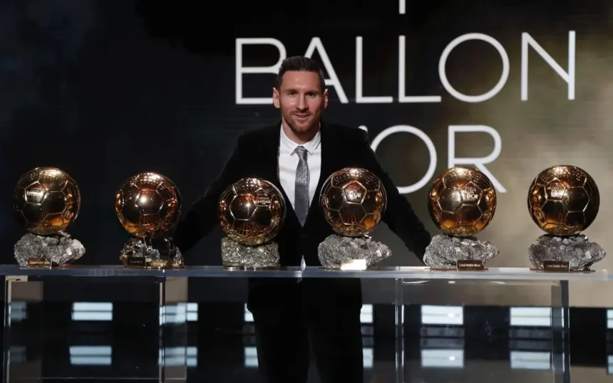 Lionel Messi Ballon d'Or winner with his record eight football awards