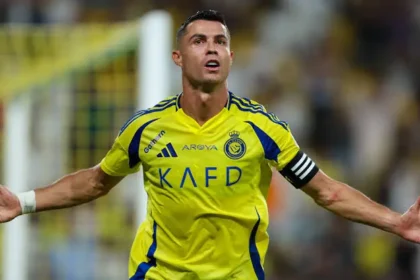Cristiano Ronaldo at Al Nassr celebrating during his record-breaking Saudi Pro League career