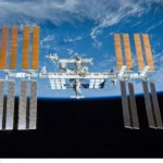 NASA International Space Station orbiting Earth as a microgravity research laboratory