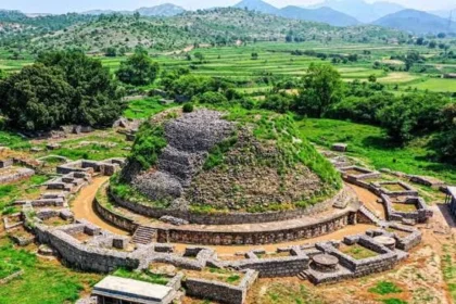 Ancient Taxila archaeological ruins in Pakistan showing Buddhist stupas monasteries Sirkap and Gandhara heritage